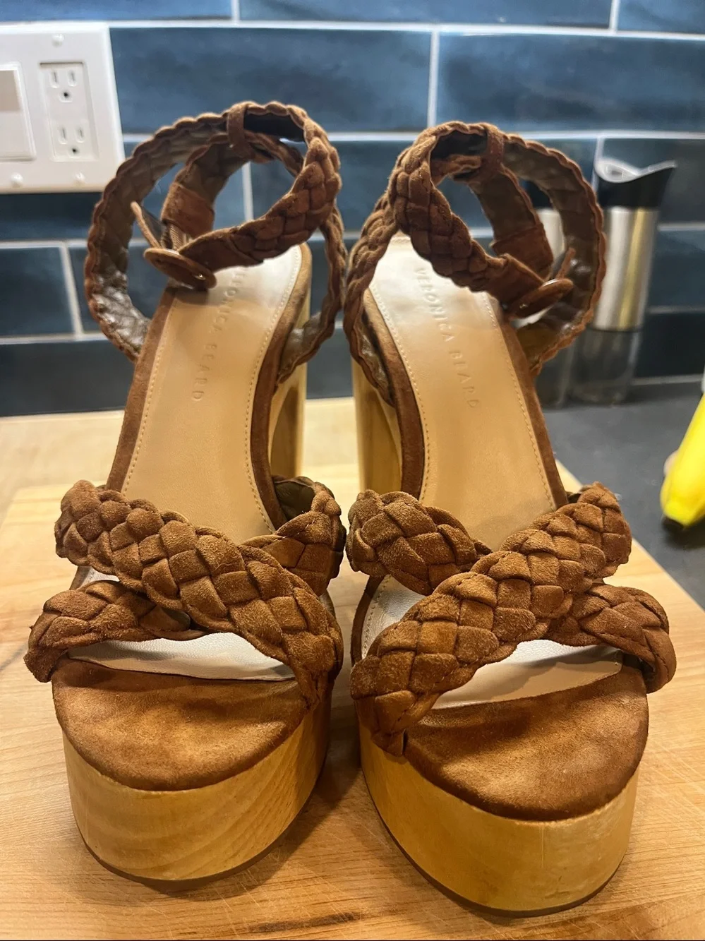 Veronica Beard Gael Hazelwood Suede Platform Sandals